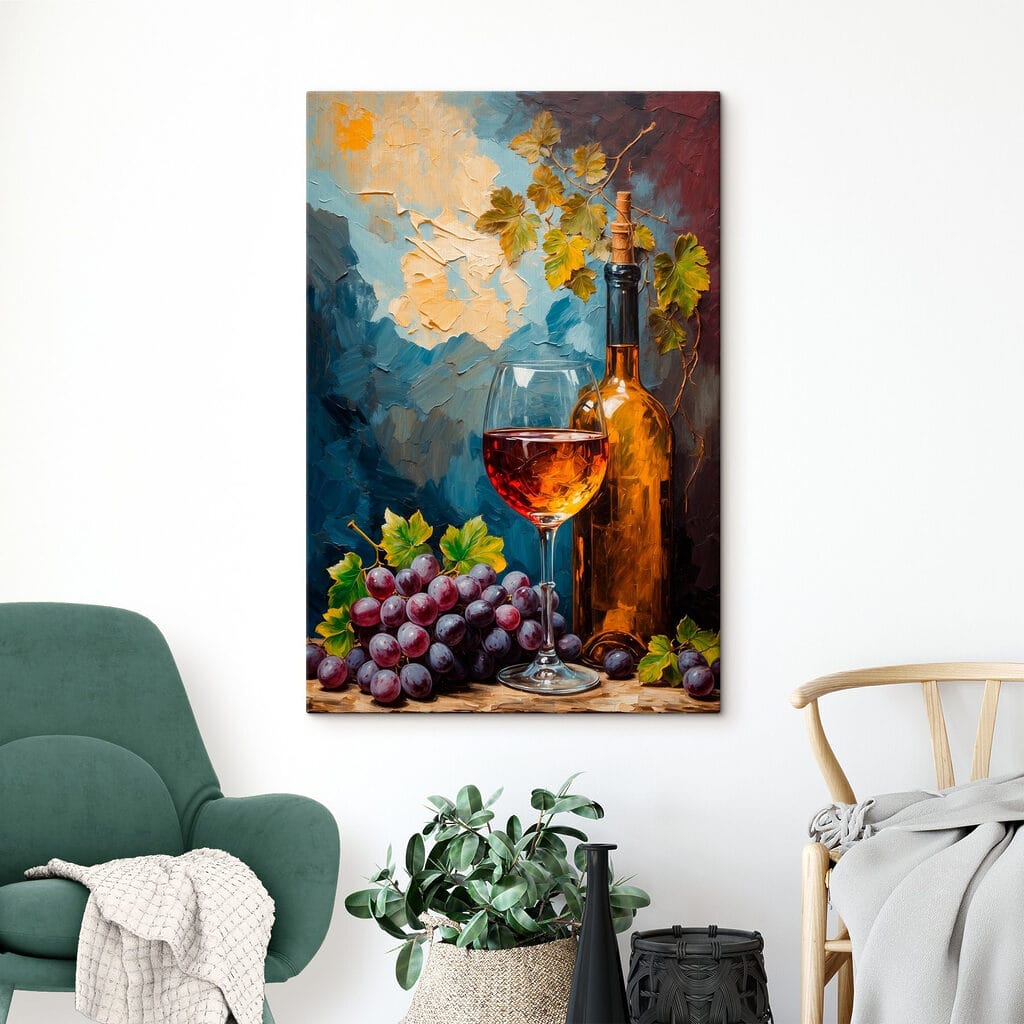 Wino i fioletowe winogrona — wnętrze 1
