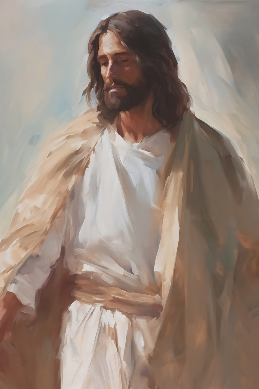 Jezus w ciepłych pociągnięciach — cały wzór