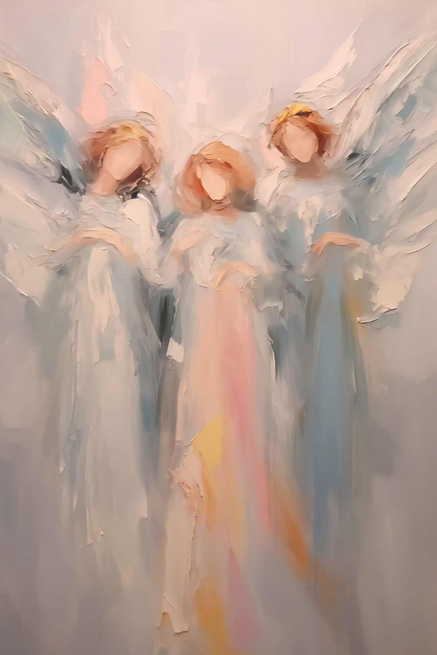 Trzy anioły w pastelu — cały wzór