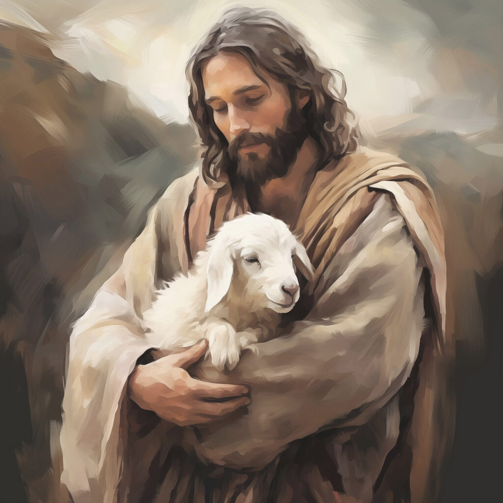 Jezus z białym jagnięciem — cały wzór