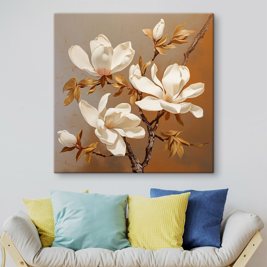 Magnolia na karmelowym brązie — wnętrze 2