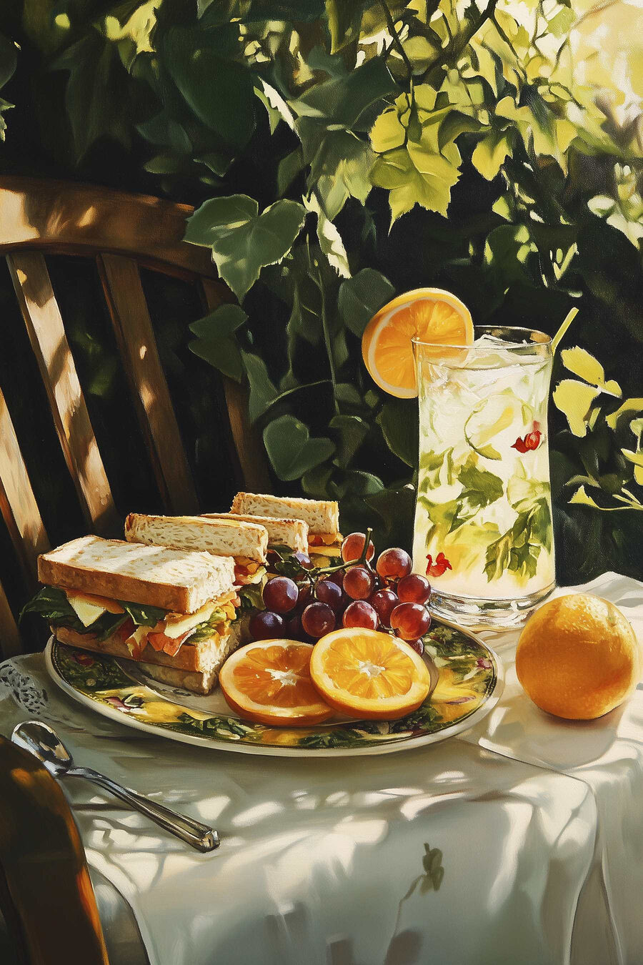 Ogrodowy lunch z cytrusami — cały wzór