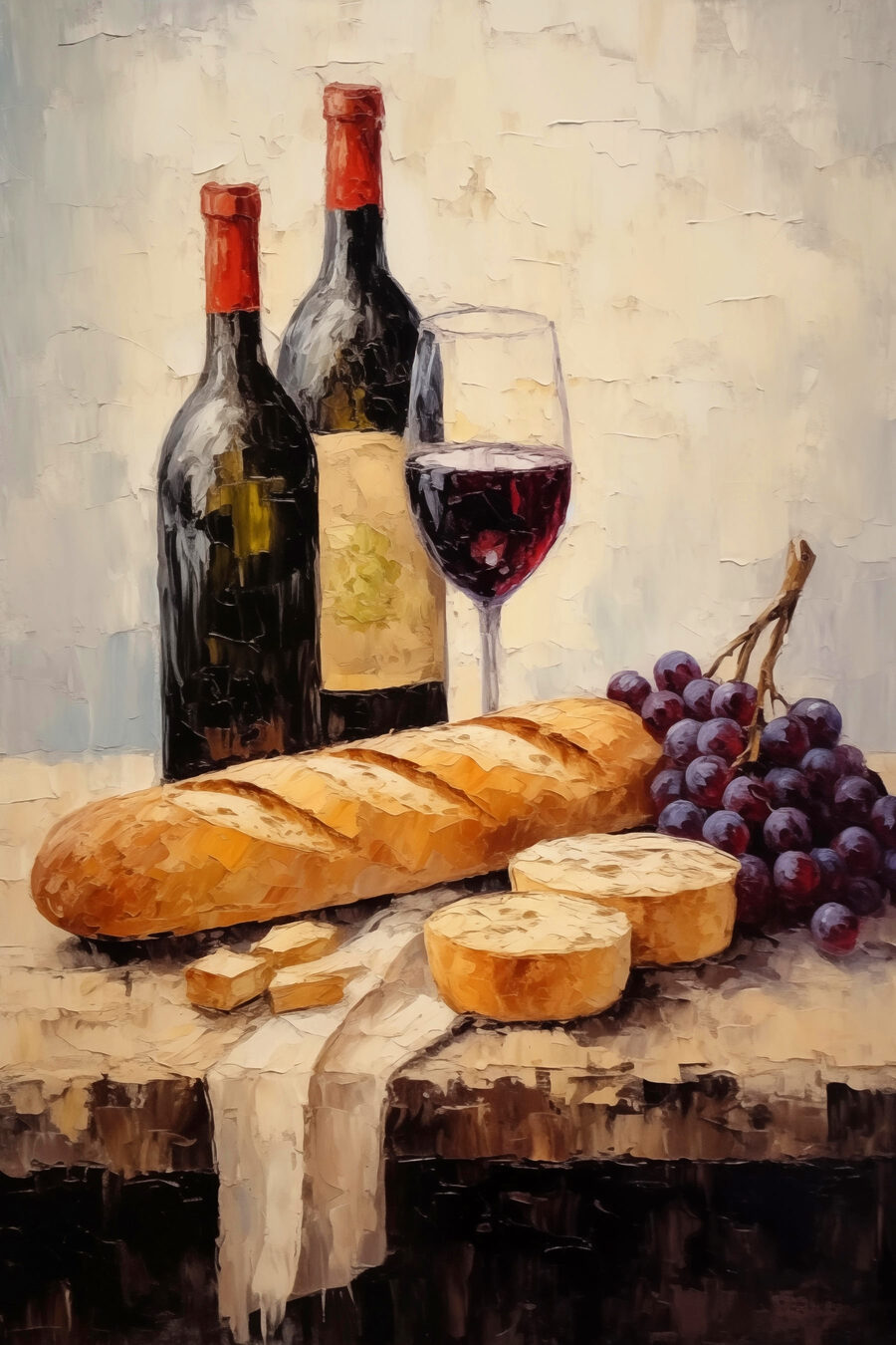 Wino z bagietką — cały wzór