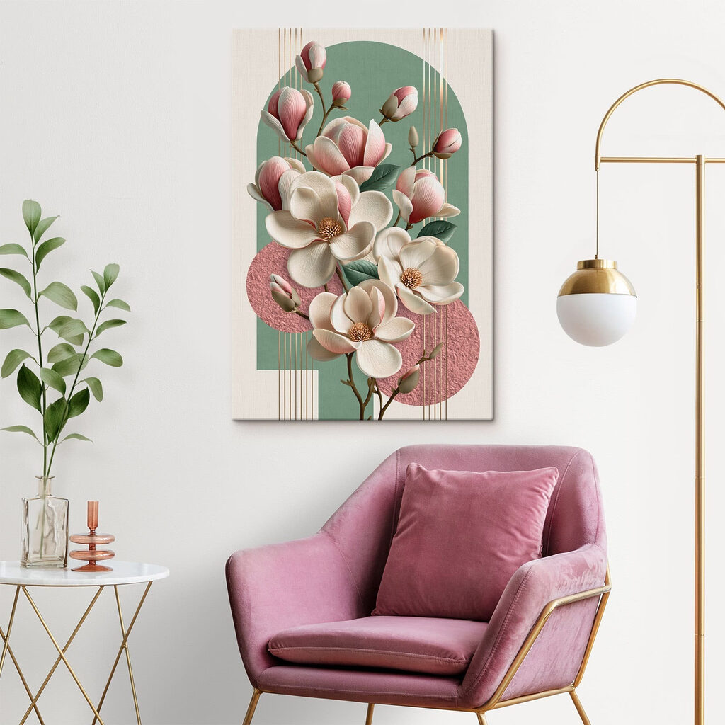 Magnolia przed różowymi kołami — wnętrze 1