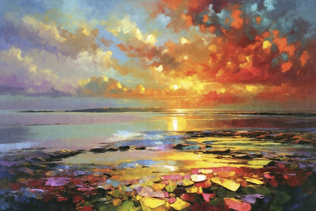 Zachód nad lilią wodną — cały wzór