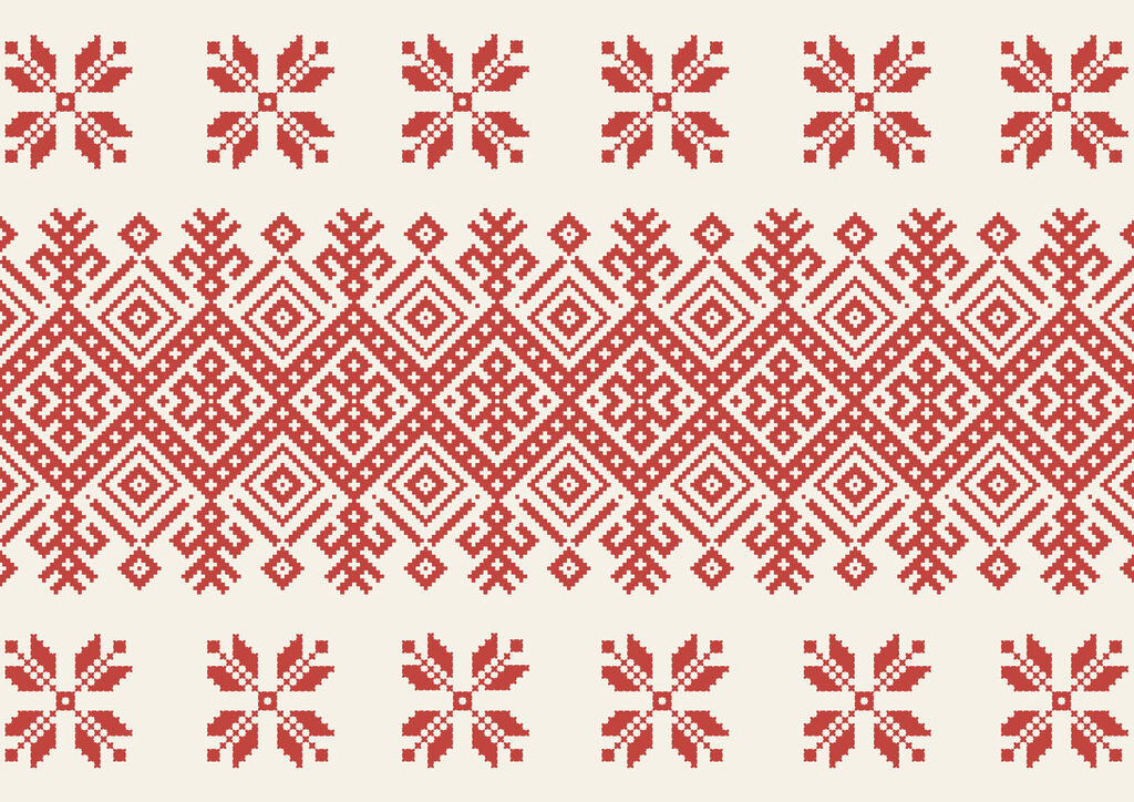 Geometryczny wzór haftu — cały wzór