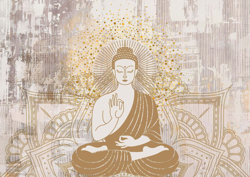 Budda w złotych liniach — cały wzór