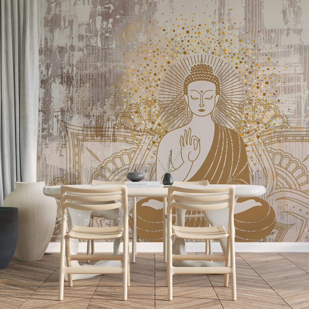 Budda w złotych liniach we wnętrzu
