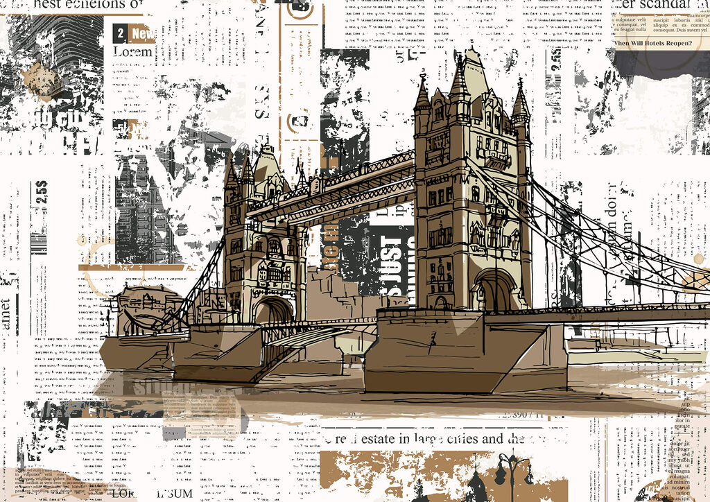 Tower Bridge w kolażu — cały wzór