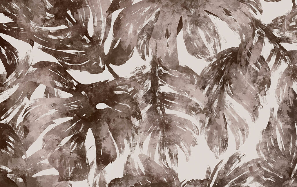 Monstera w brązowych pociągnięciach — cały wzór