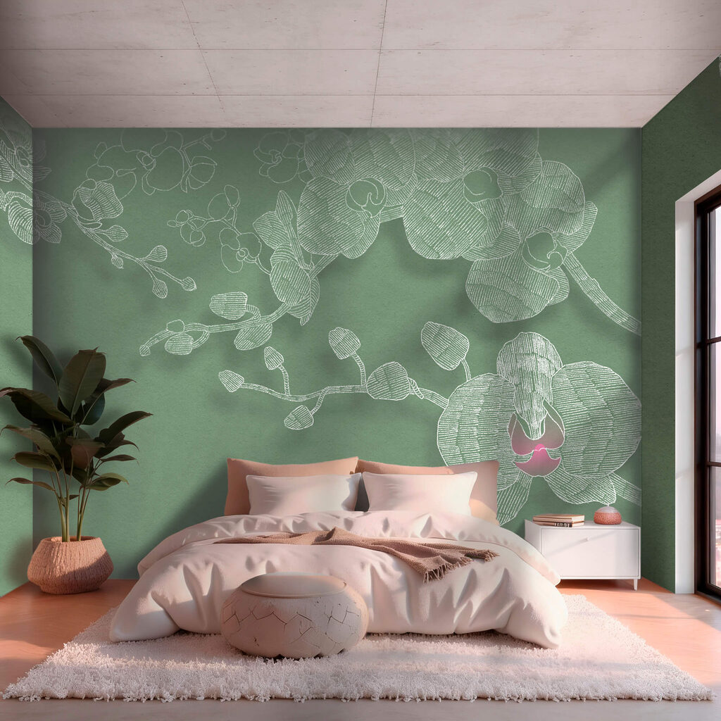 Orchidea w zielonych liniach — wnętrze 1