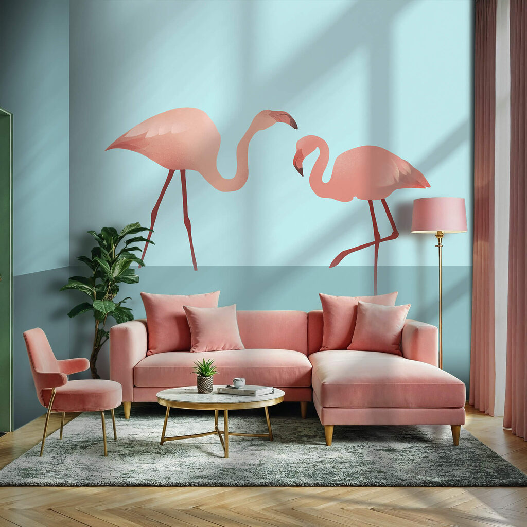 Flamingi na turkusie — wnętrze 2