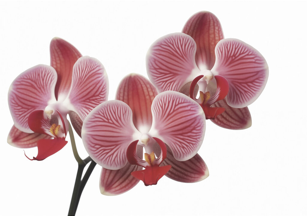 Różowa orchidea na bieli — cały wzór