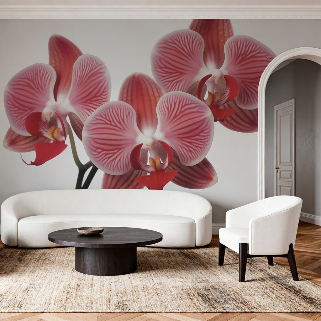 Różowa orchidea na bieli — wnętrze 1