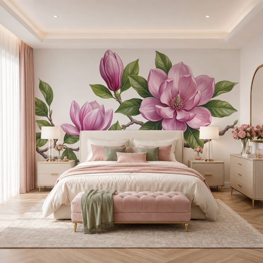 Różowa magnolia na gałęziach — wnętrze 2