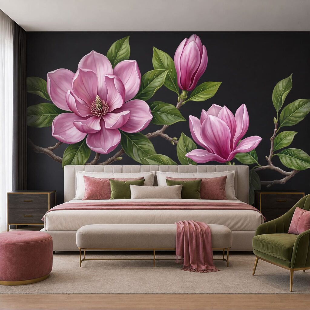 Różowa magnolia na gałęziach — wnętrze 2