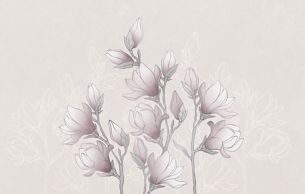 Gałązki magnolii — cały wzór