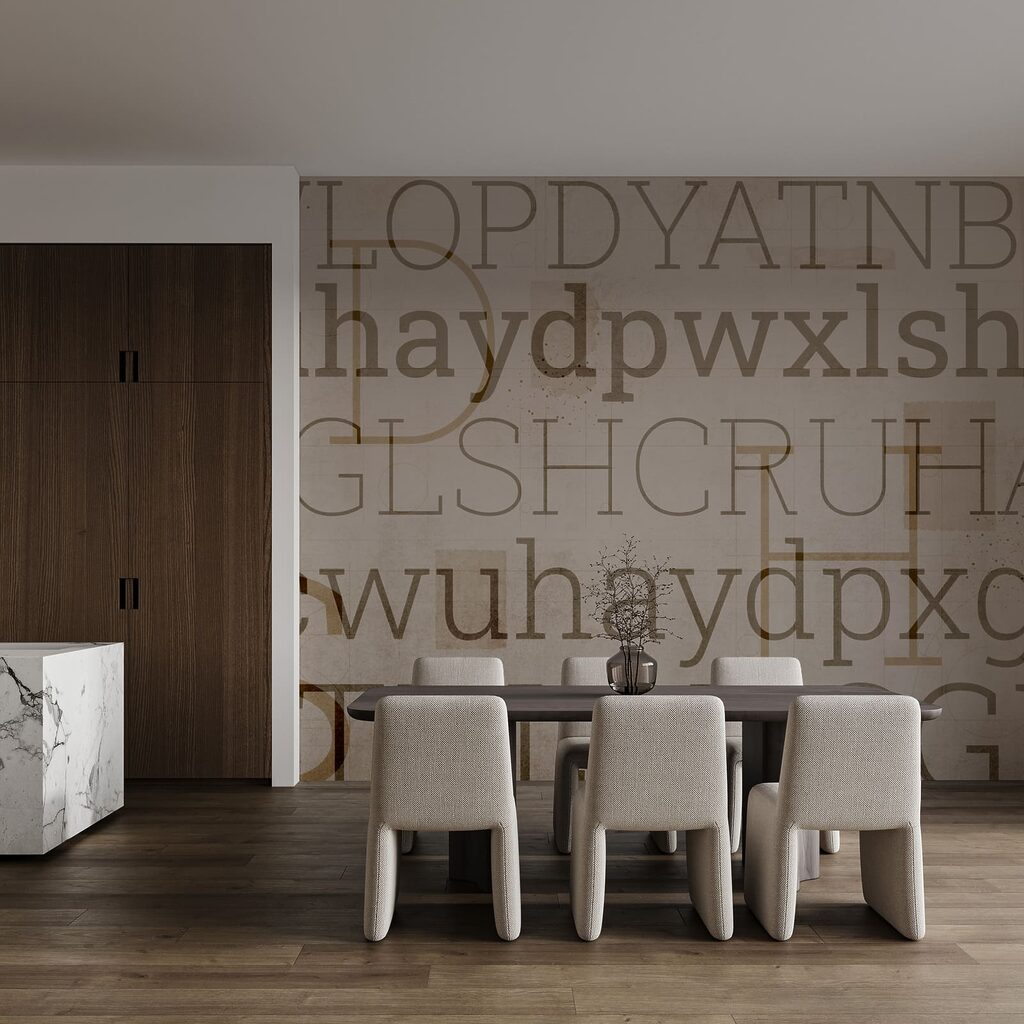 Litery na postarzanych warstwach — wnętrze 4