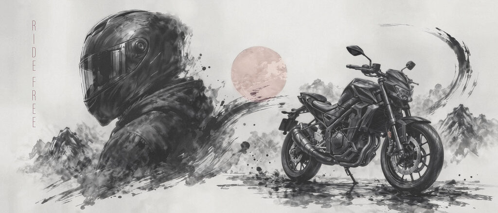Motocykl wśród pociągnięć pędzla — cały wzór
