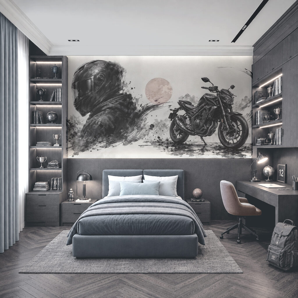 Motocykl wśród pociągnięć pędzla — wnętrze 2