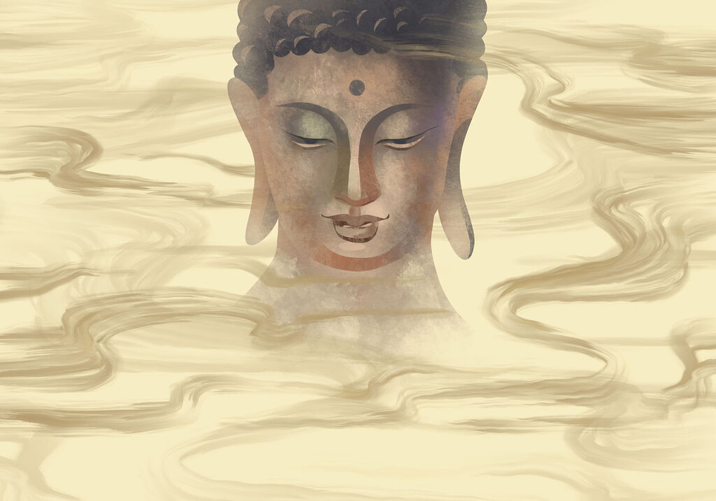 Budda wśród złotych nurtów — cały wzór