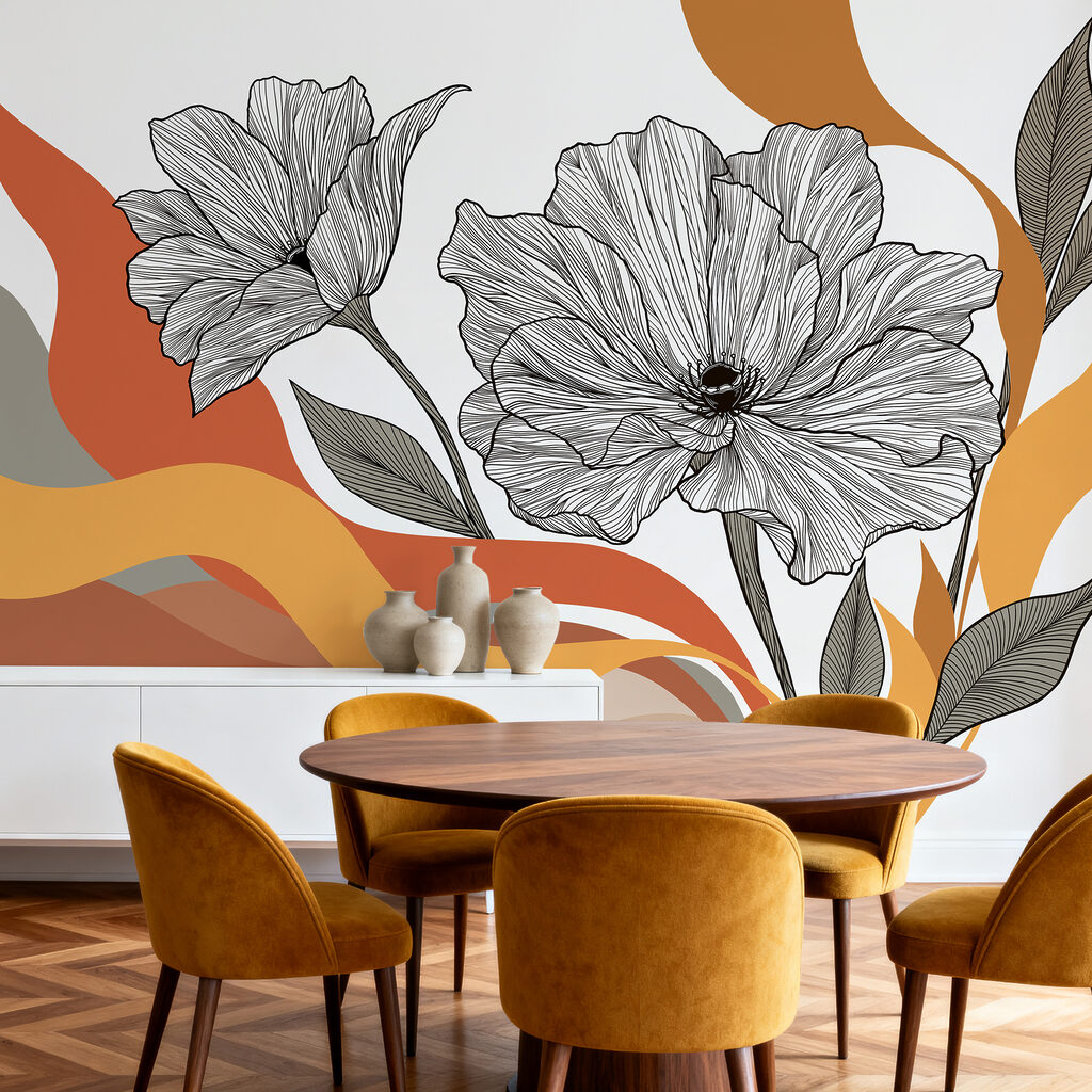Kwiaty nad falującymi pasami — wnętrze 3
