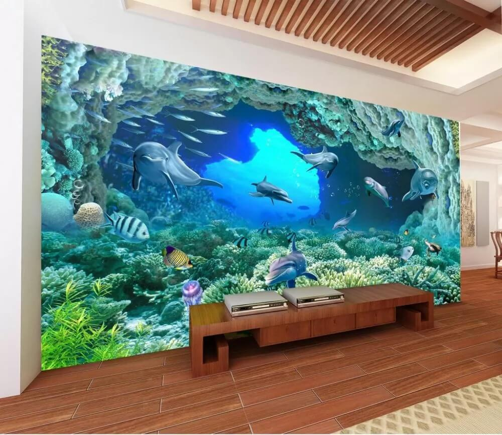 Delfiny pod koralowym łukiem we wnętrzu