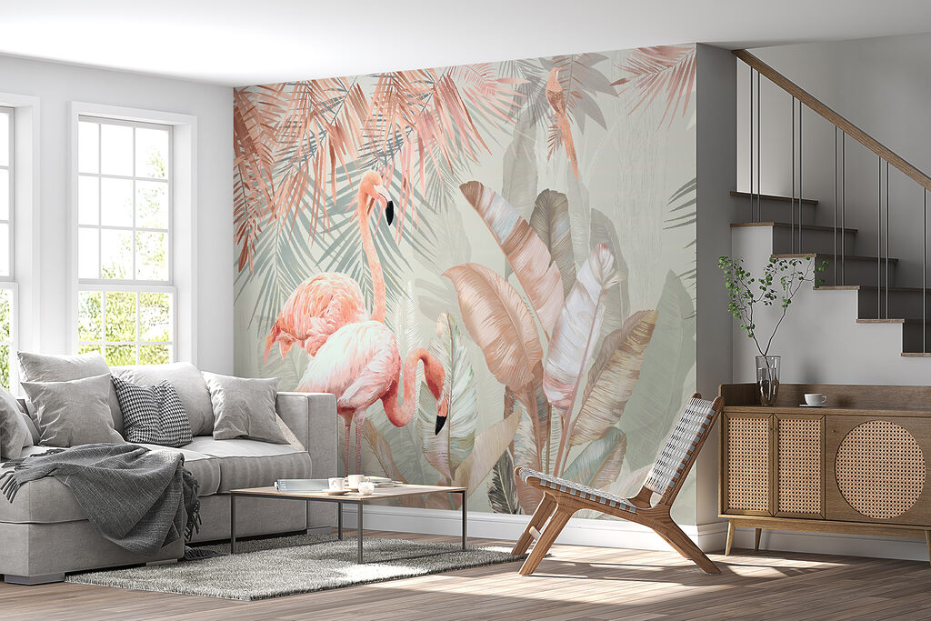 Flamingi w bujnych liściach — wnętrze 3