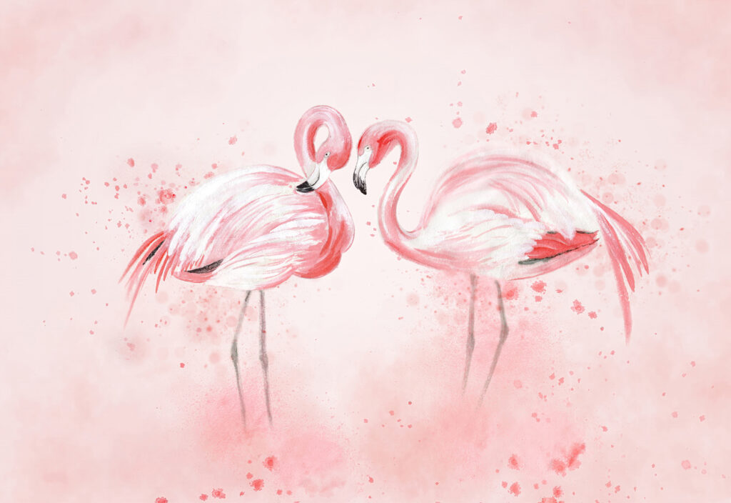 Dwa flamingi w różu — cały wzór