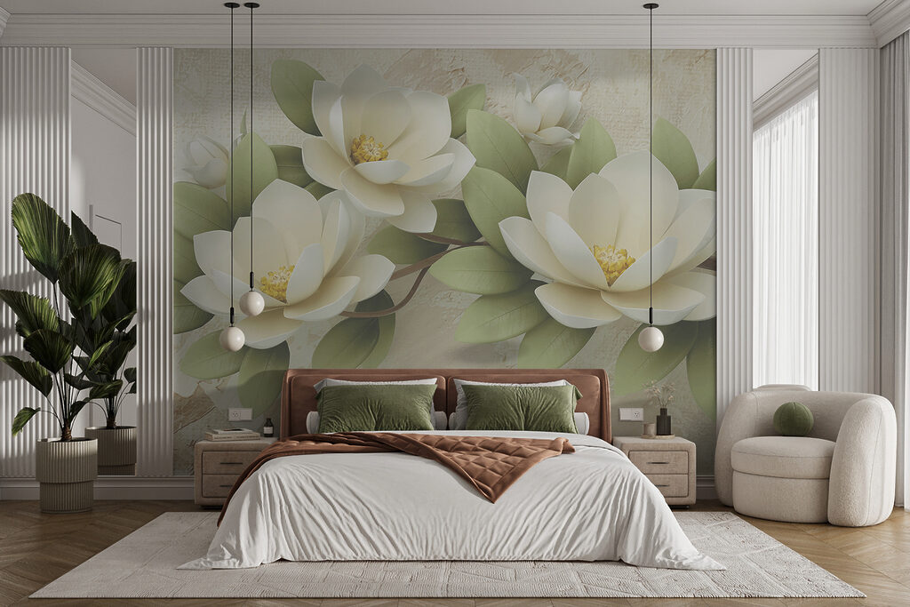 Biała magnolia na beżu — wnętrze 3