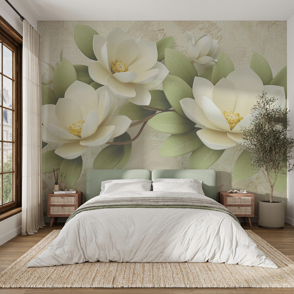 Biała magnolia na beżu — wnętrze 4