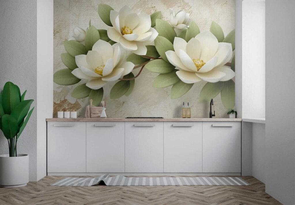 Biała magnolia na beżu — wnętrze 2