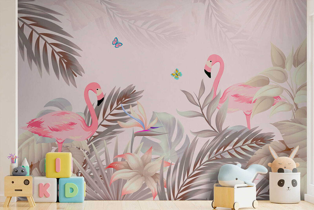 Flamingi wśród liści — wnętrze 10