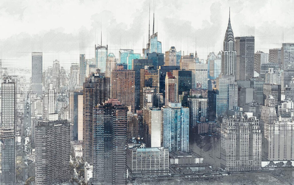Manhattan za szarą mgłą — cały wzór