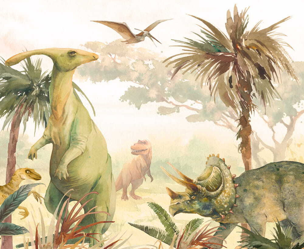 Dinozaury w akwareli — cały wzór