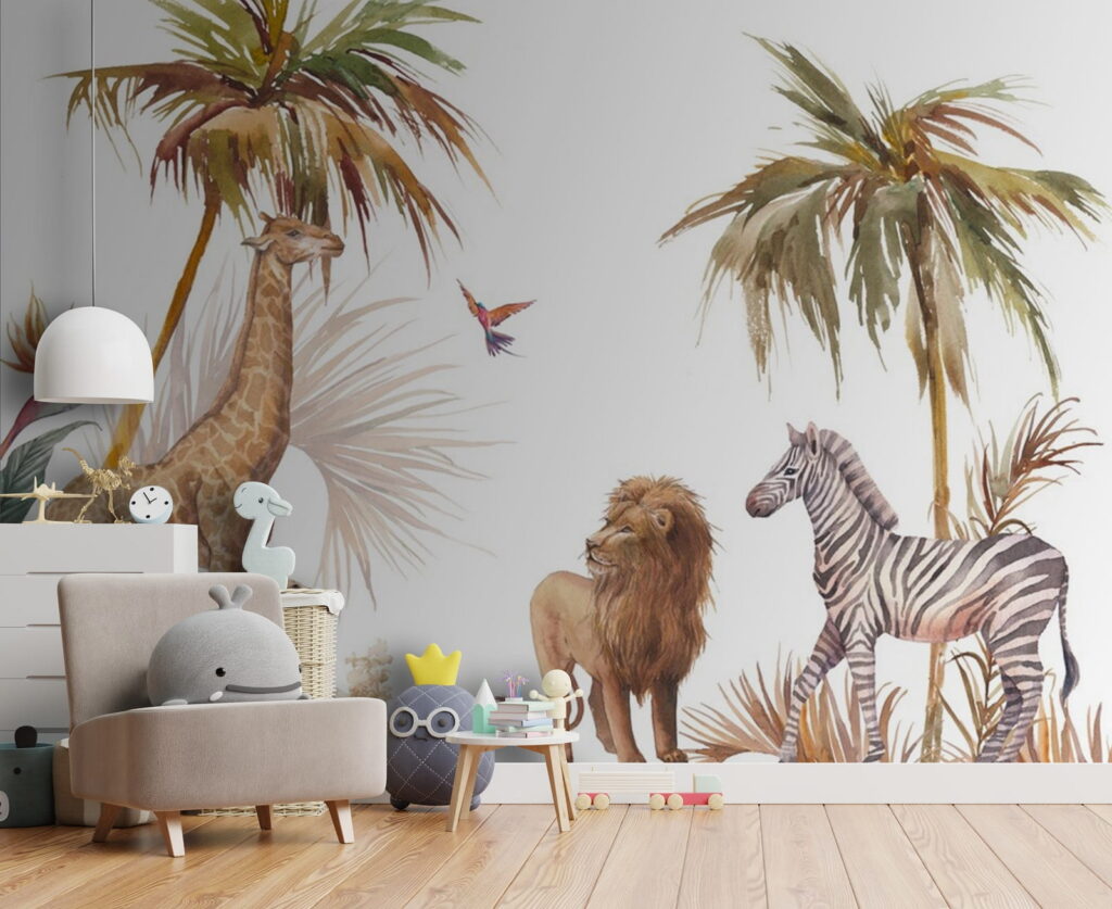 Zwierzęta safari pod palmami — wnętrze 1