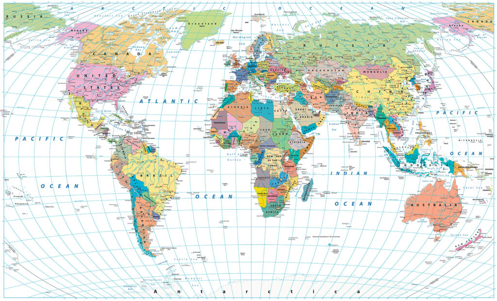Mapa świata z liniami — cały wzór