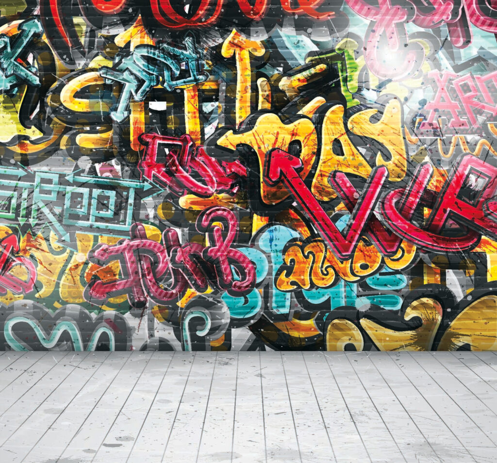 Ściana pełna graffiti — cały wzór