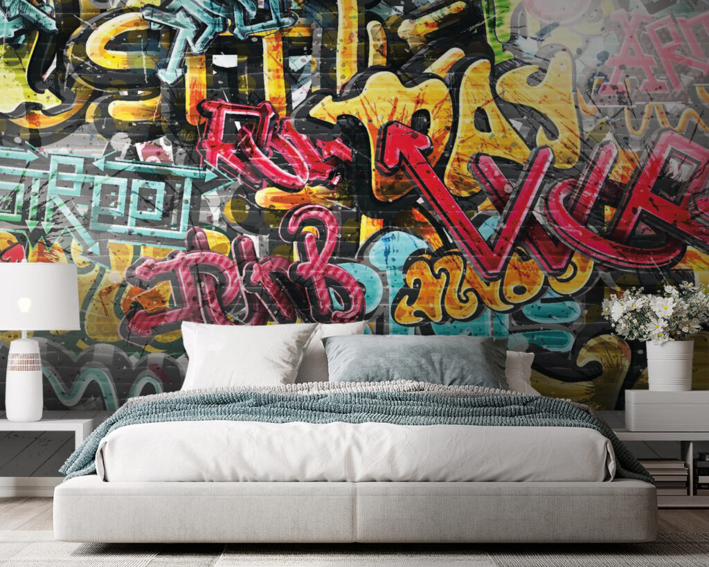 Ściana pełna graffiti — wnętrze 2