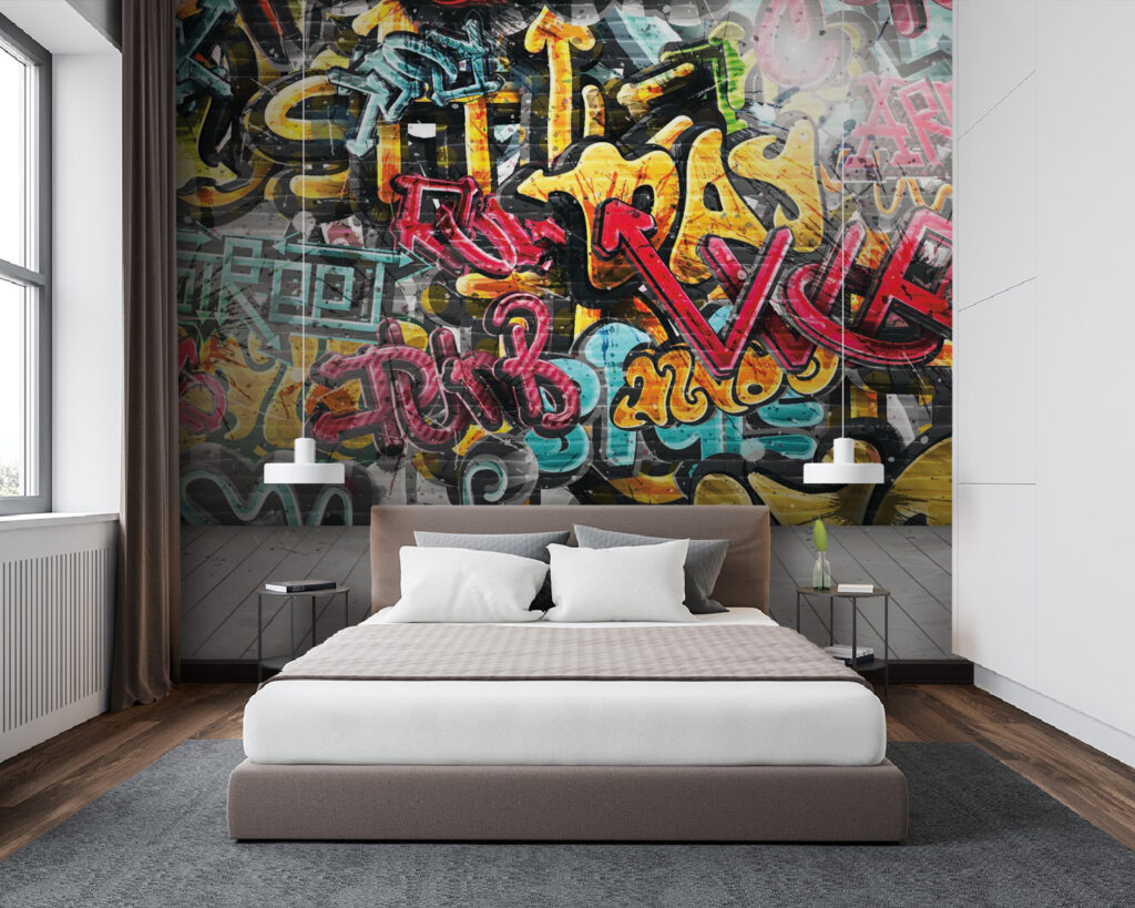 Ściana pełna graffiti — wnętrze 4