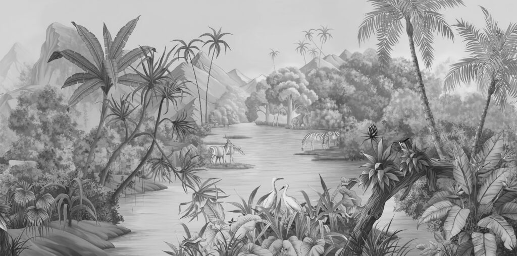 Rzeka wśród palm — cały wzór