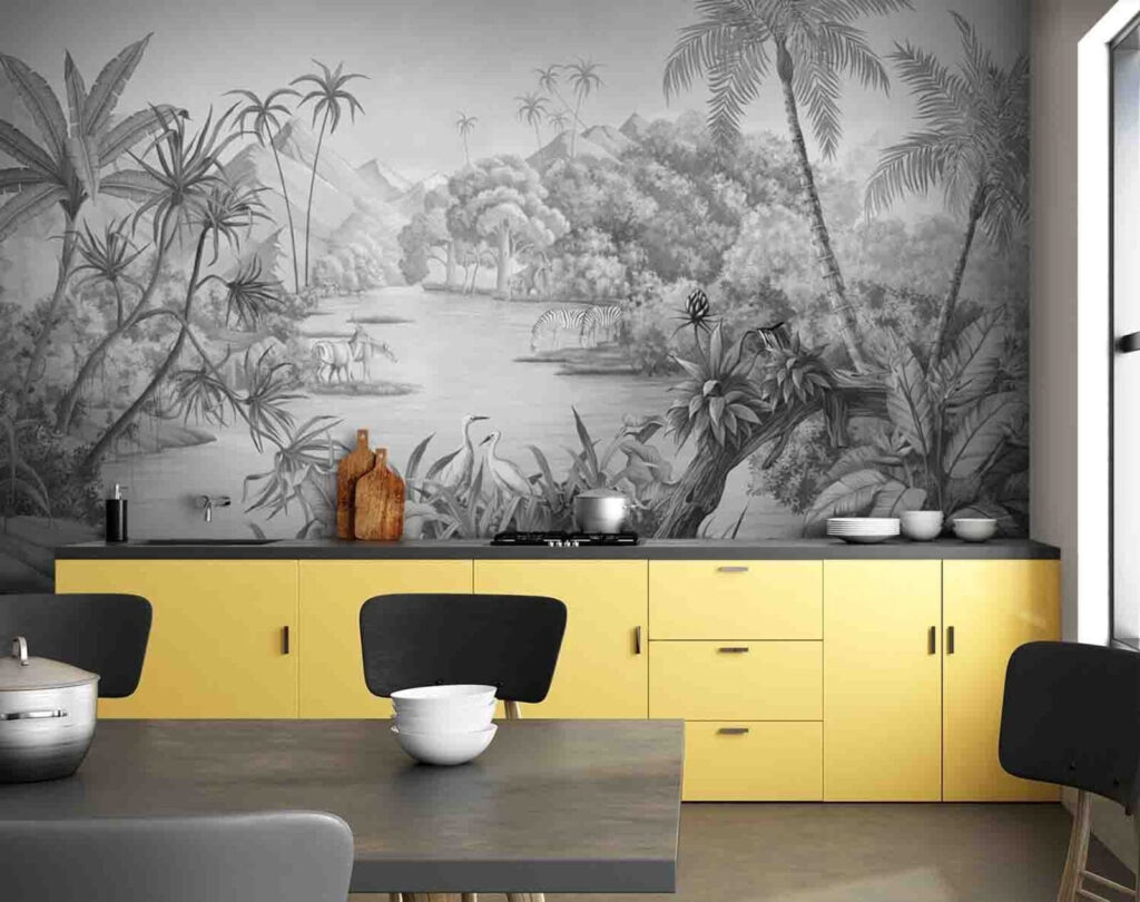 Rzeka wśród palm — wnętrze 1