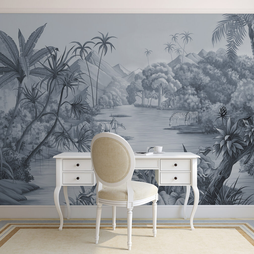Rzeka wśród palm — wnętrze 1