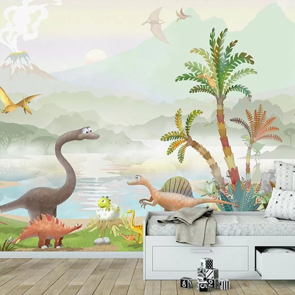 Dinozaury nad tropikalnym jeziorem we wnętrzu