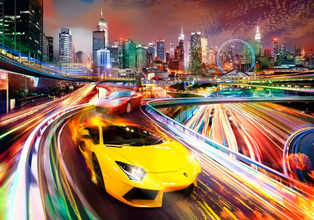 Sportowe auto w smugach — cały wzór
