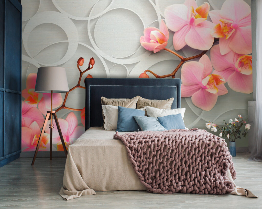 Różowa orchidea wśród kręgów — wnętrze 2