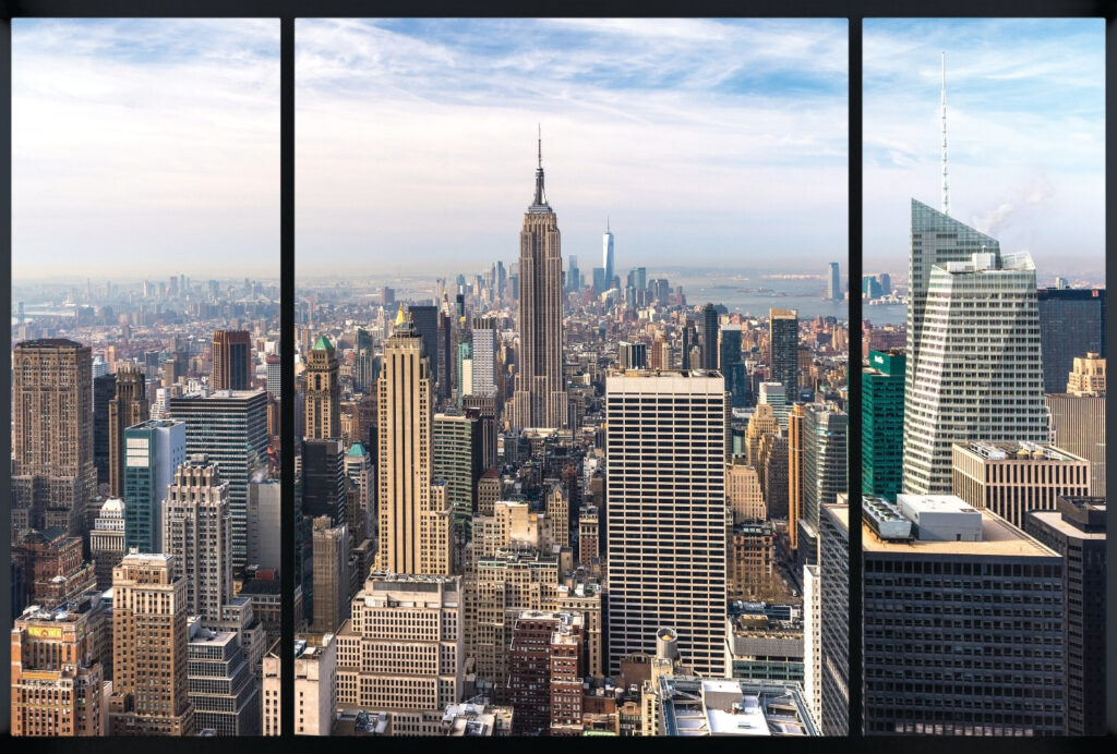 Manhattan za czarnymi ramami — cały wzór