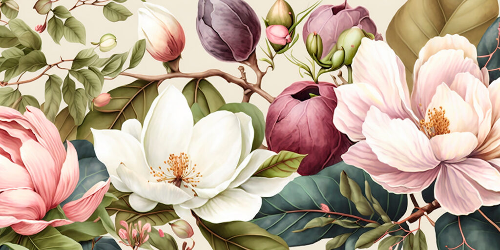 Magnolie blisko siebie — cały wzór