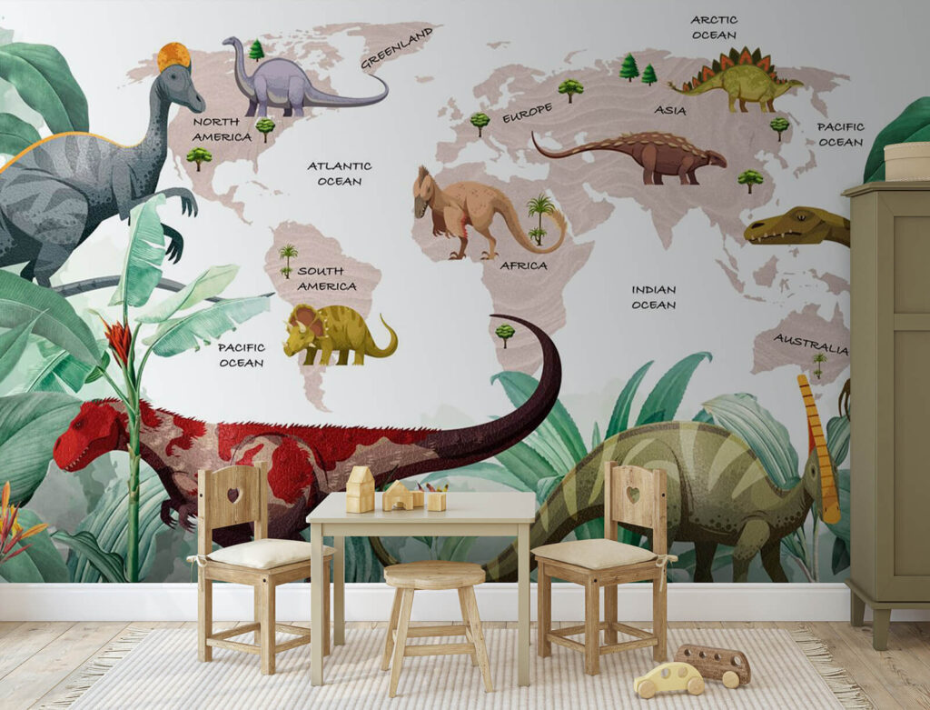 Dinozaury i mapa świata — wnętrze 2