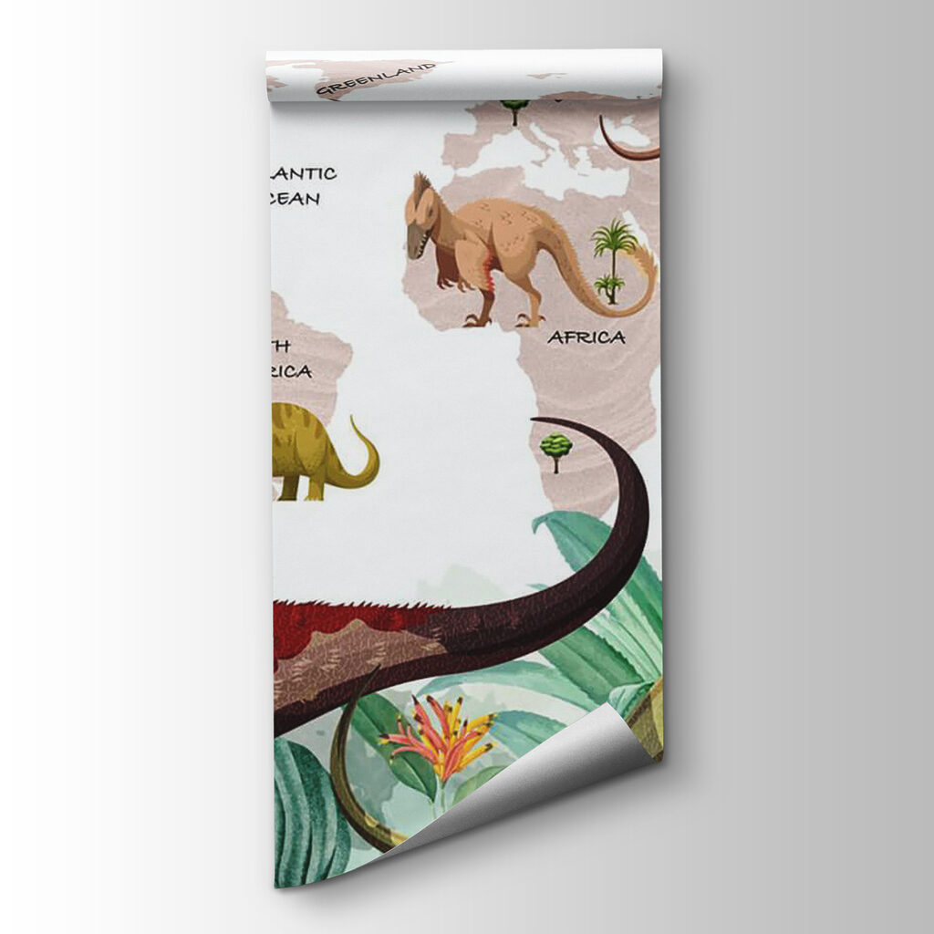 Dinozaury i mapa świata — widok produktu